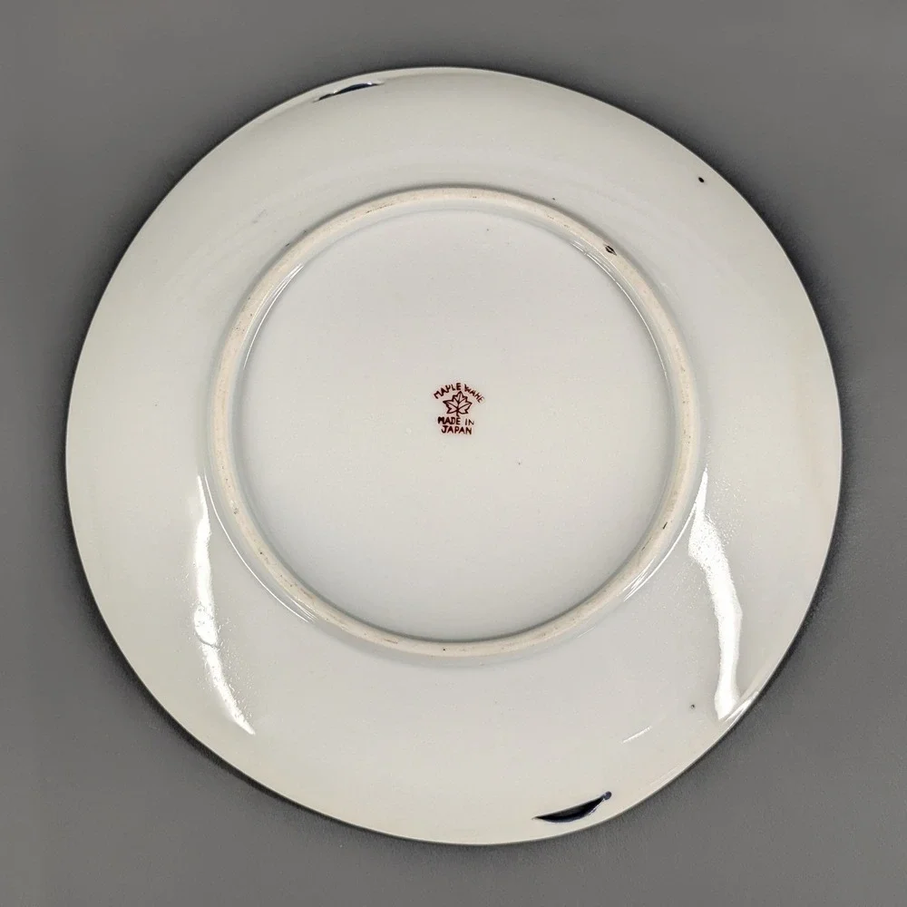 Maple Ware Japan Hand Painted Porcelain Fruit Floral Plate Lusterware Vintage